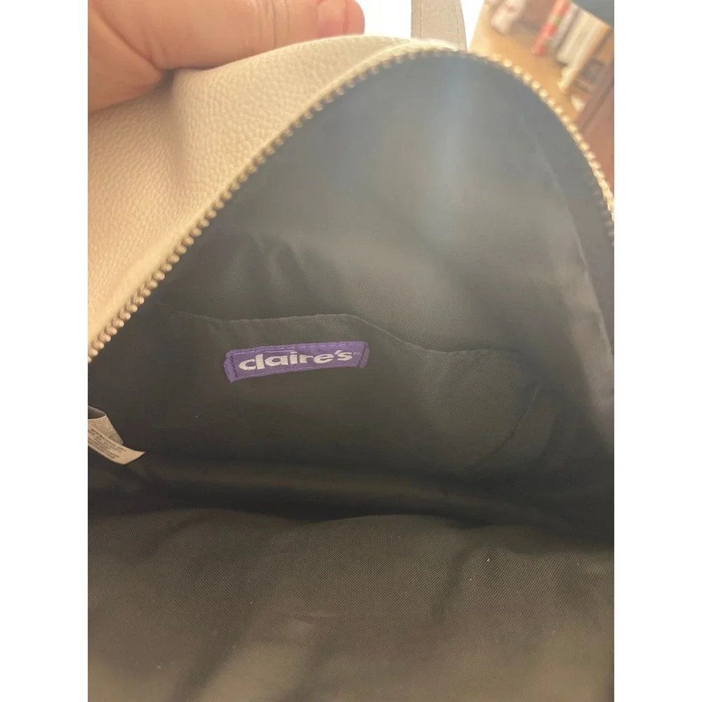 Claire's White Chevron Mini Rucksack Backpack Fashion Bag Excellent Condition
